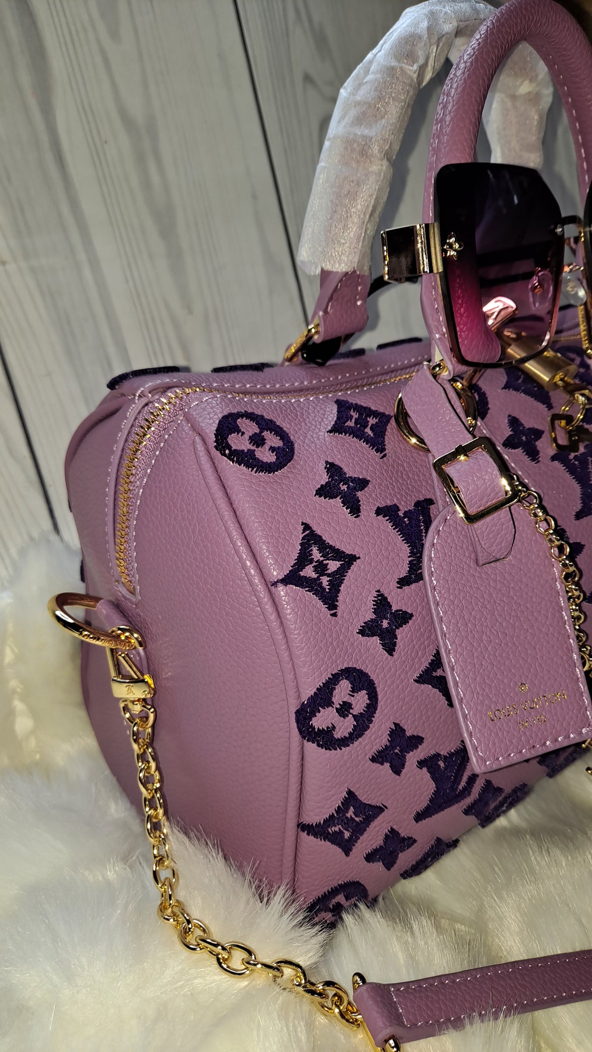 LOUISV PURPLE 30" CM SPEEDY CROSSBODY BAG