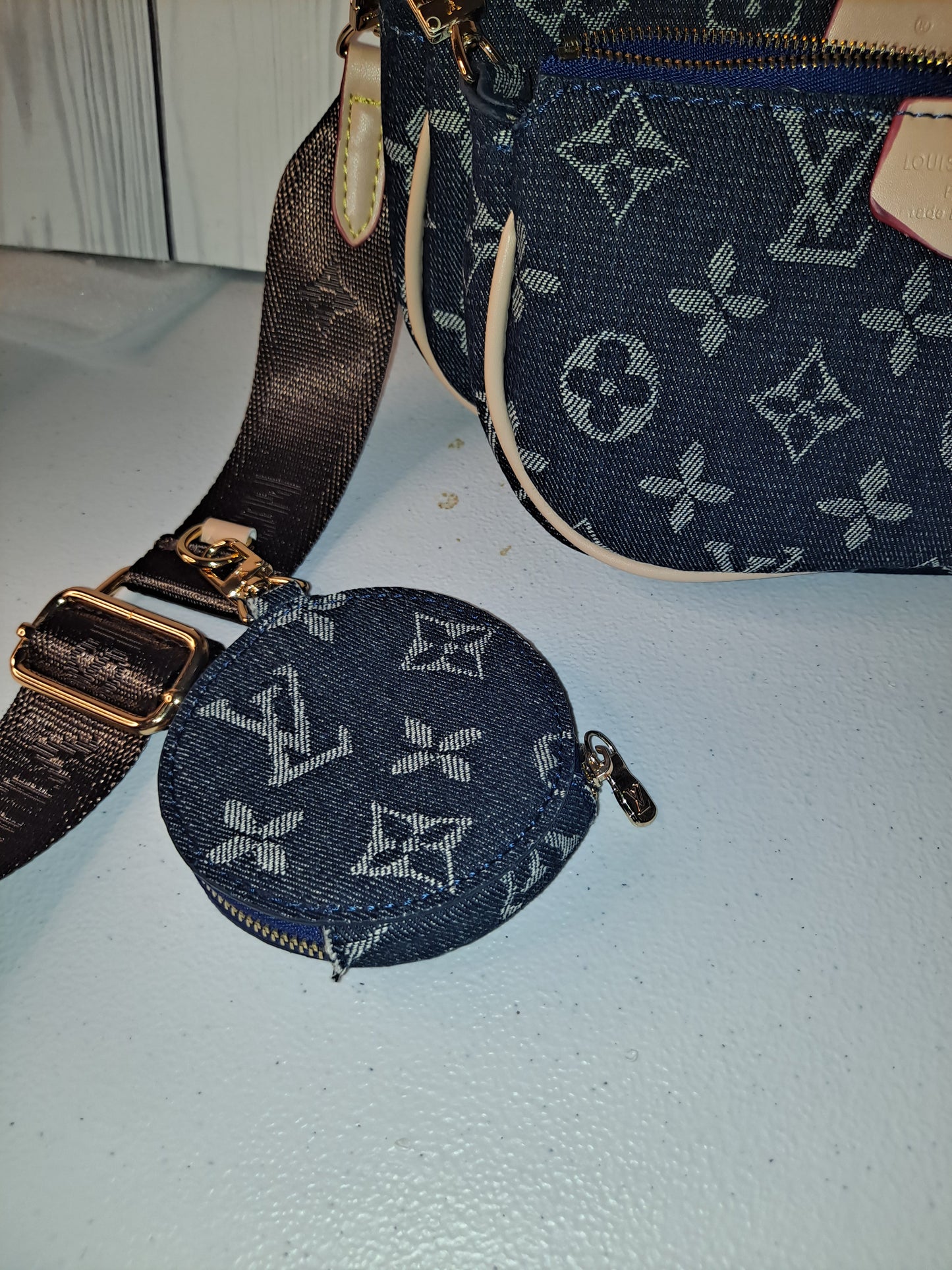 Clearance DENIM LV 3PC CROSSBODY BAG