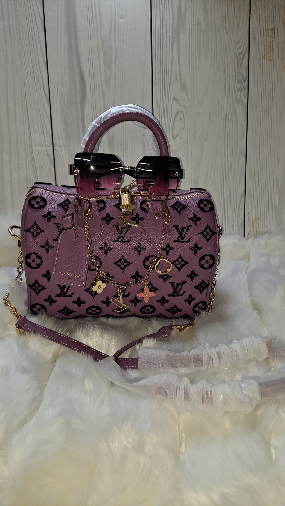 LOUISV PURPLE 30" CM SPEEDY CROSSBODY BAG