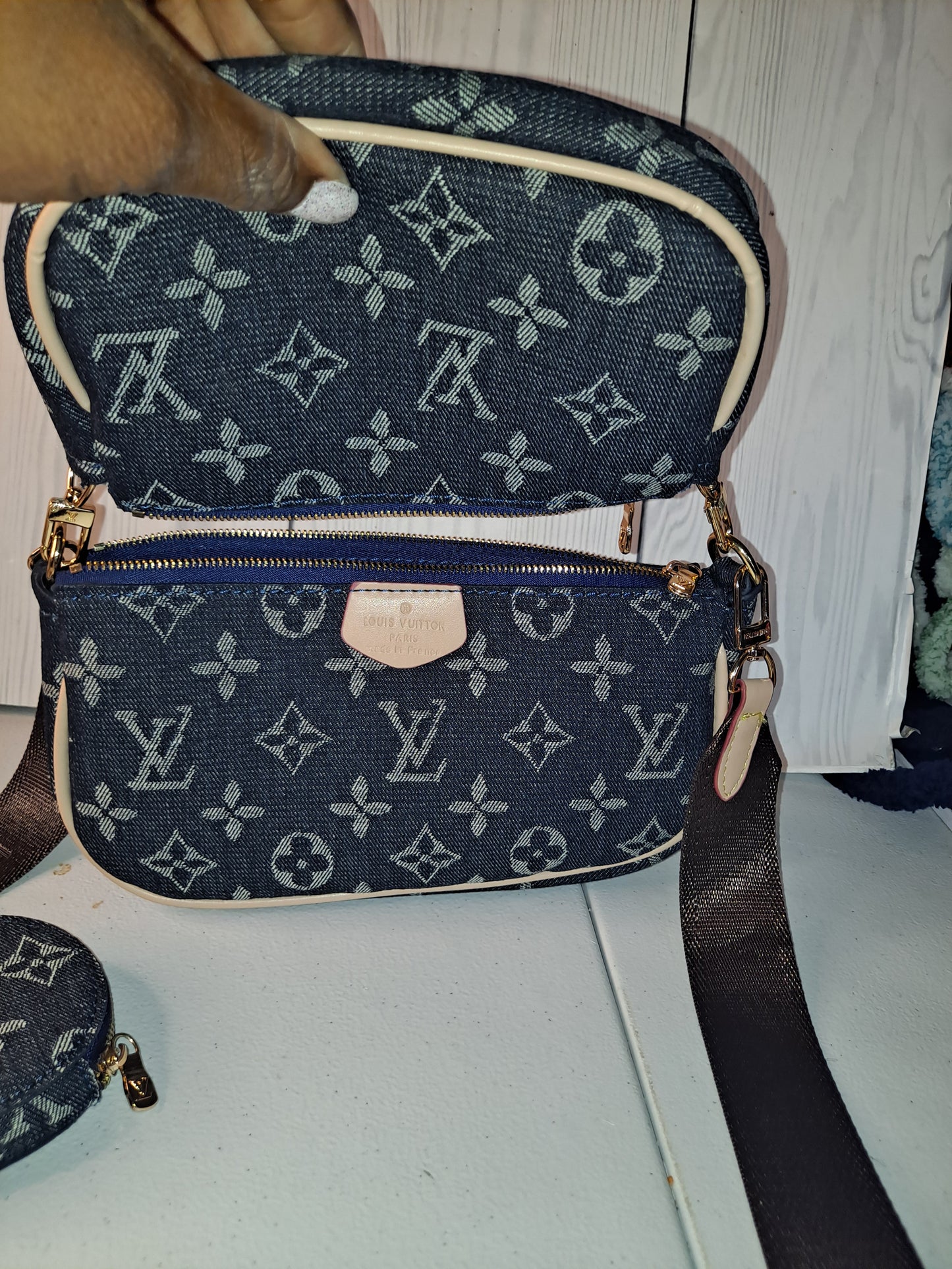 Clearance DENIM LV 3PC CROSSBODY BAG