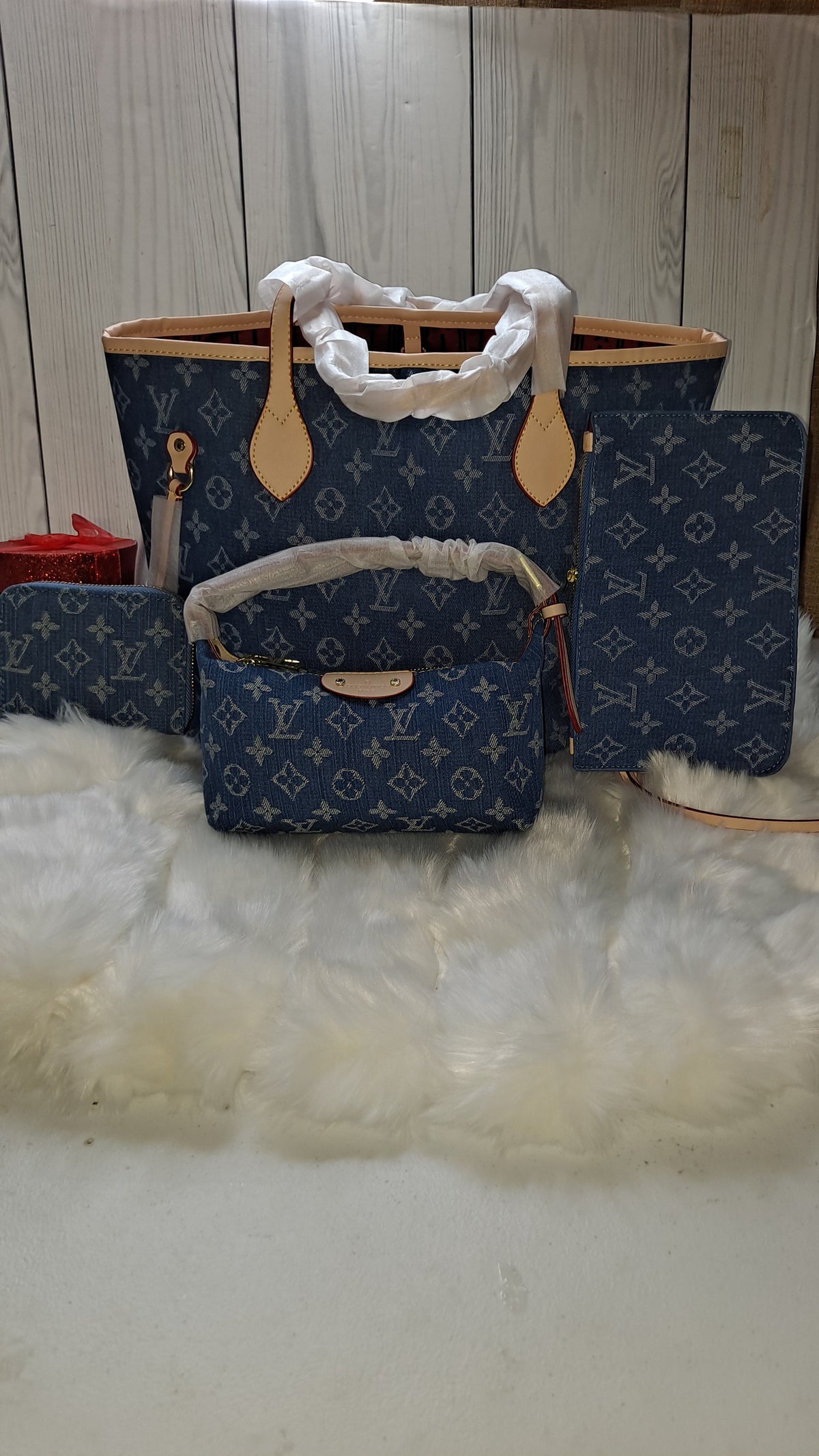 LOUISV DENIM NEVERFULL BAG