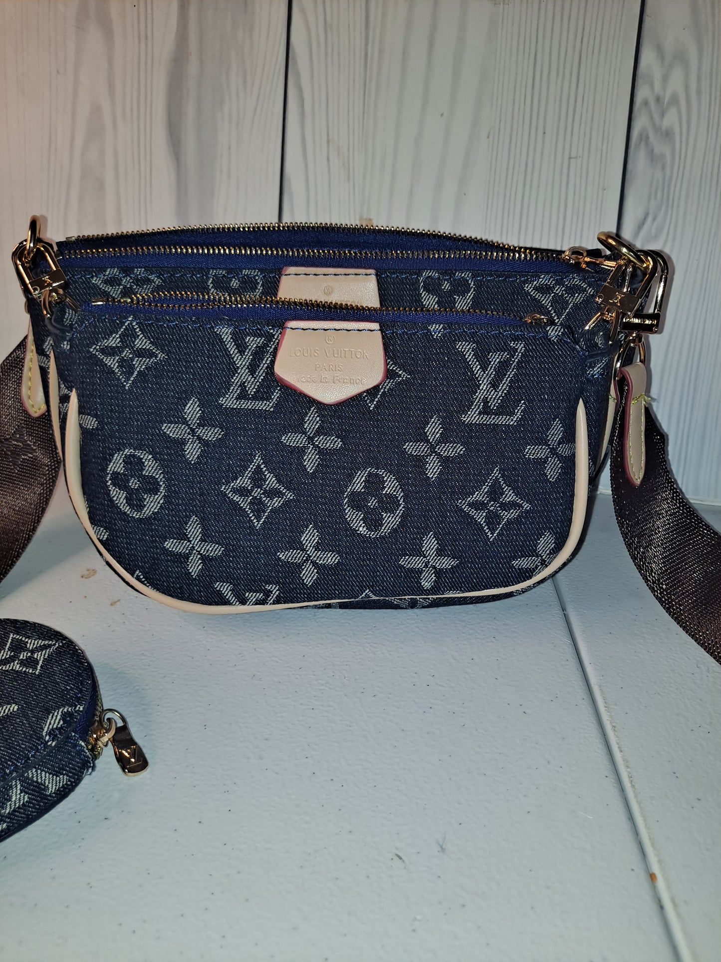 Clearance DENIM LV 3PC CROSSBODY BAG