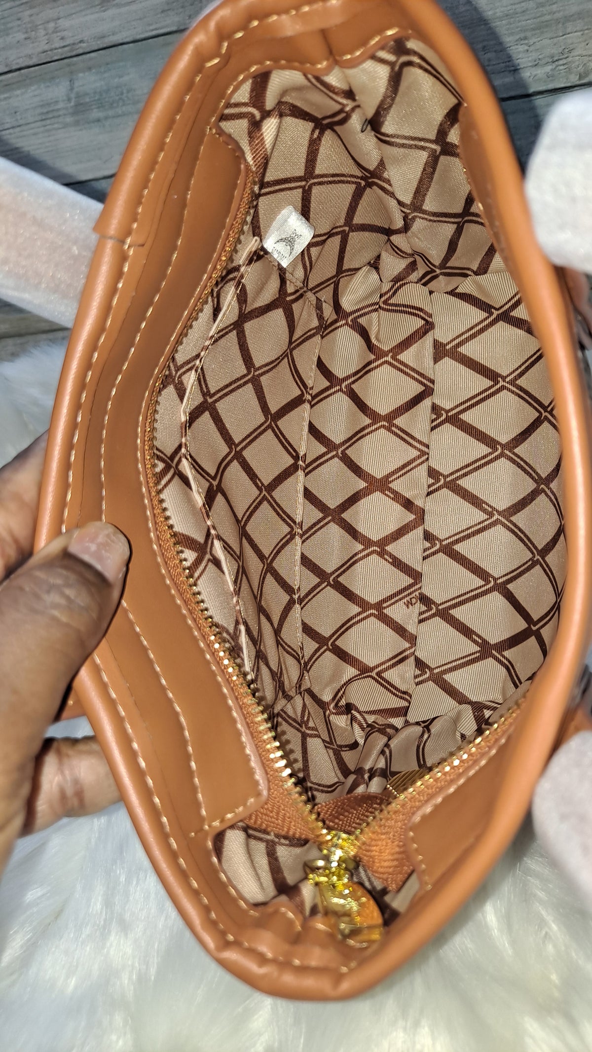 M(M TAN MINI CROSSBODY BAG