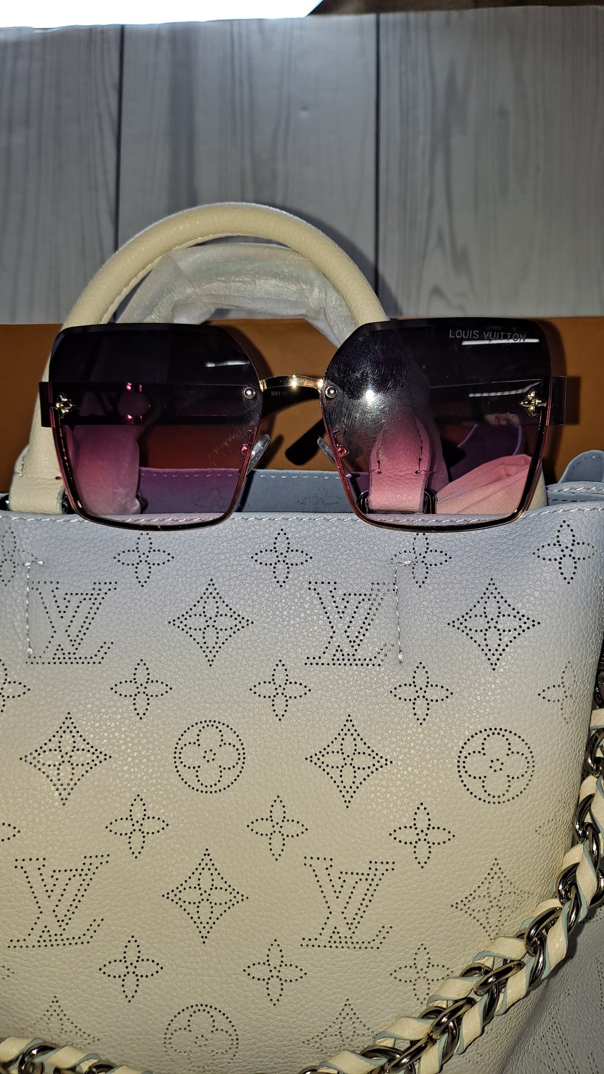 LOUISV BABY BLUE & WHITE HOBO CROSSBODY BAG