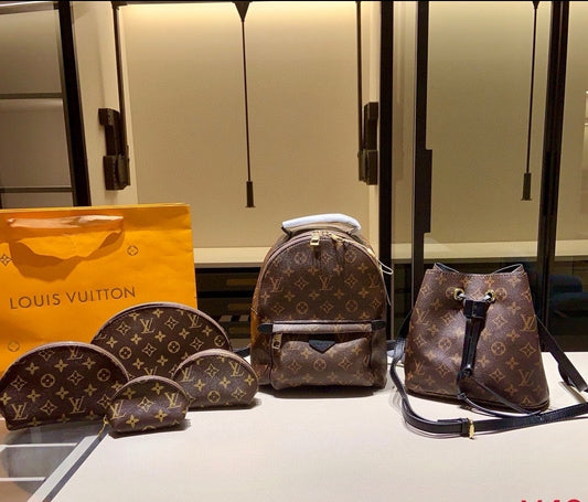 LV BACKPACK & 4 COSMETICS BAGS OR BUCKET CROSSBODY BAG