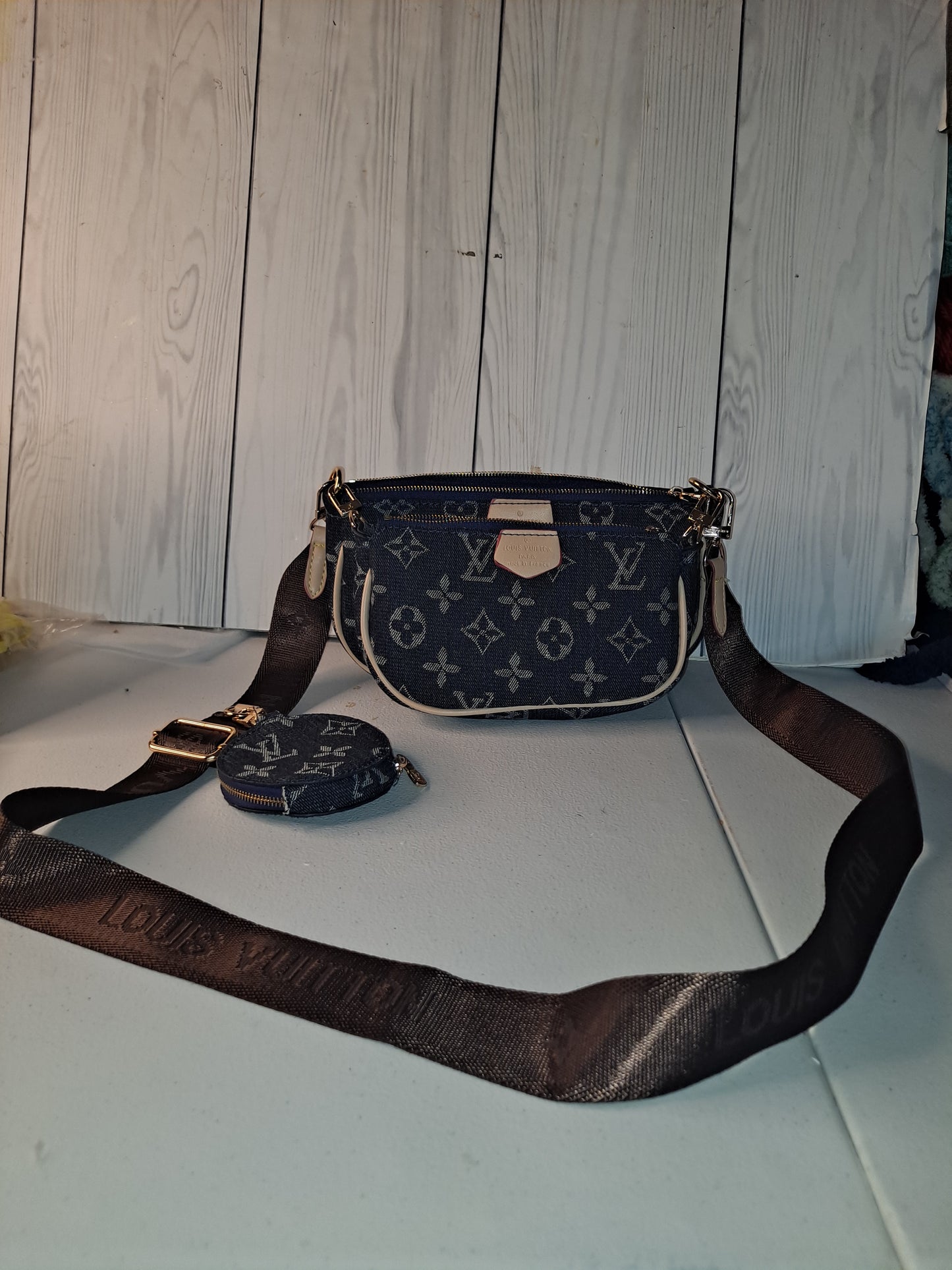 Clearance DENIM LV 3PC CROSSBODY BAG