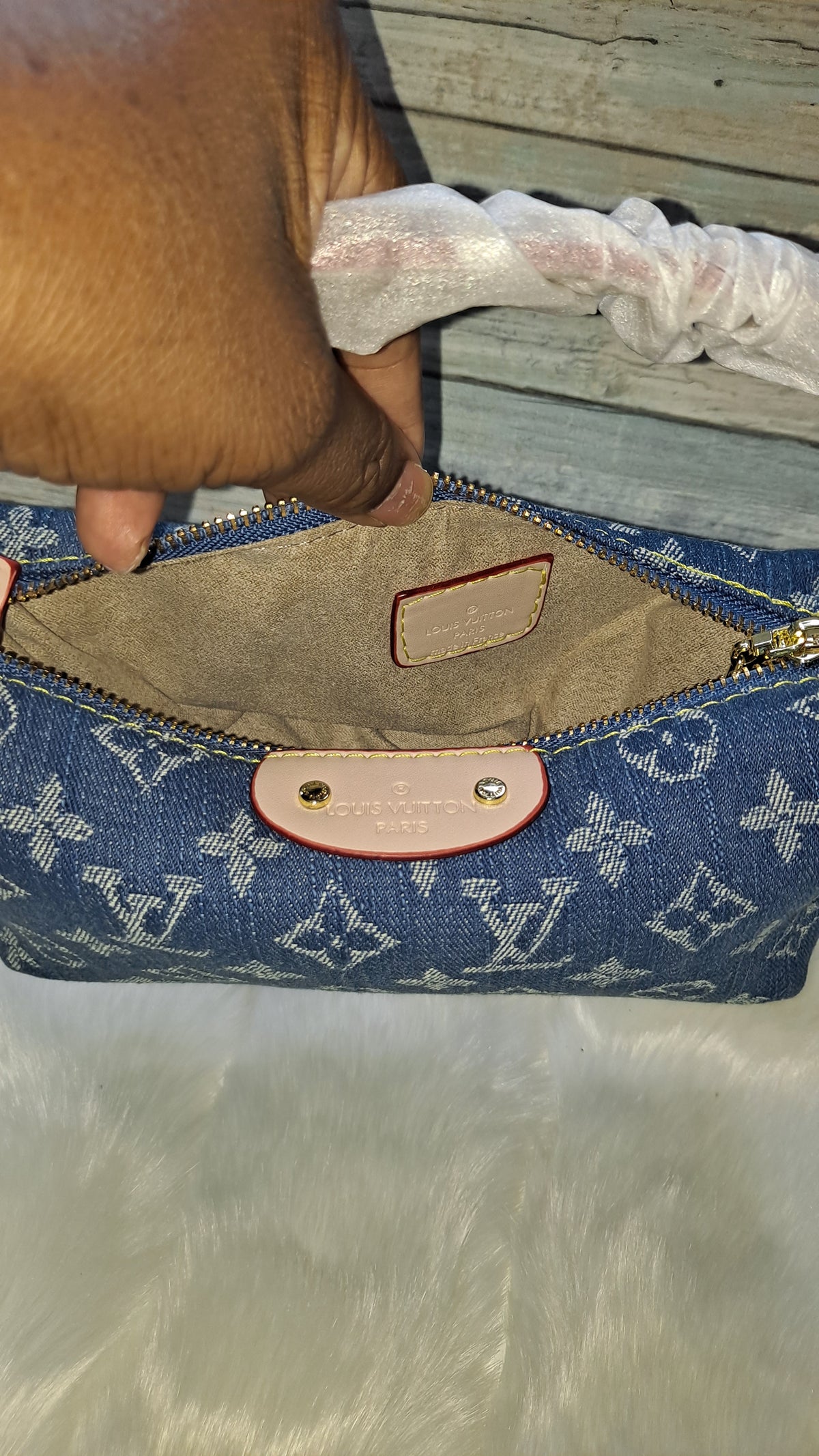 LOUISV MINI DENIUM SHOULDER BAG