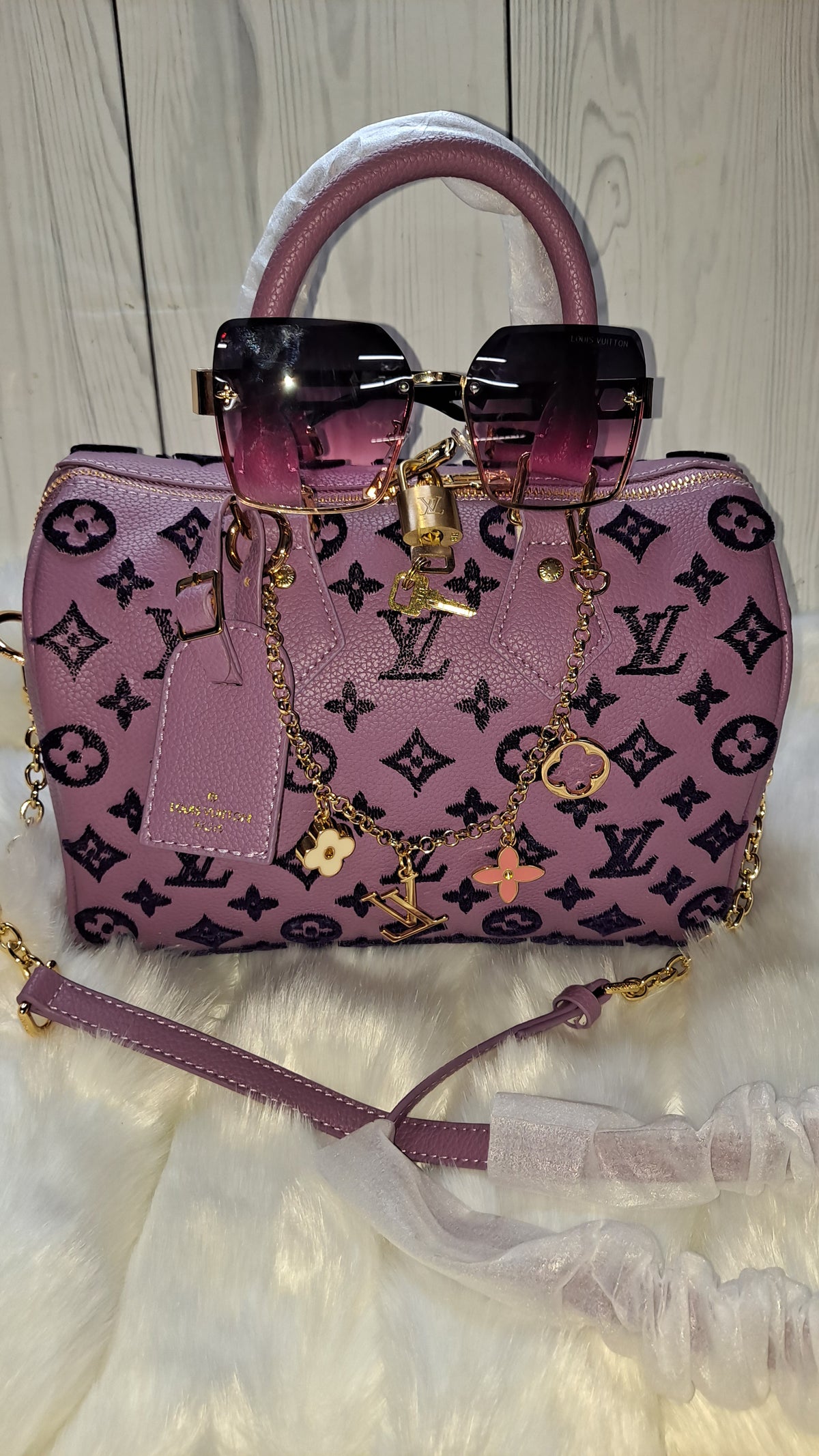 LOUISV PURPLE 30" CM SPEEDY CROSSBODY BAG